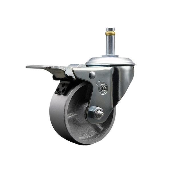 Service Caster Semi Steel Swivel Grip Ring Caster4'' Wheel&7/16'' Stem w/Total Lock BRK SCC-GRTTL20S415-SSR-716138 - main